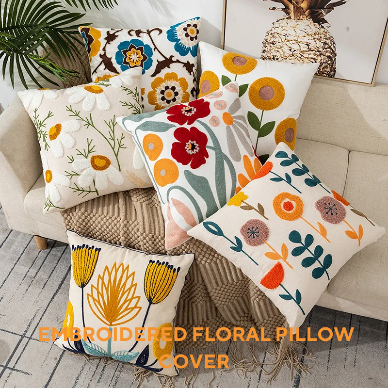 Top Gifts for Florists: Thoughtful Presents to Delight Your Floral Enthusiasts 6 Embroidered Floral Pillow Cover